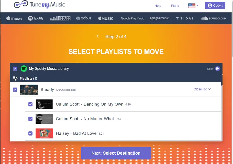 TuneMYMusic Select Playlists /spotify-playlist-to-amazon-music/images/TuneMyMusic-confirm-tracks.webp