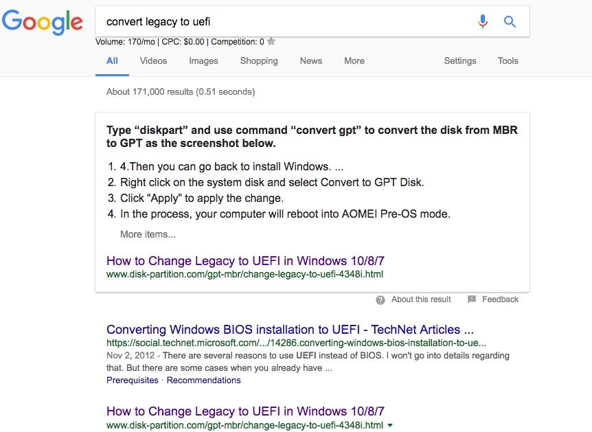 volume data in search results