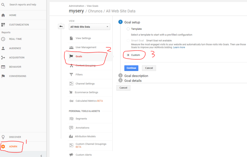 create custom goal google analytics