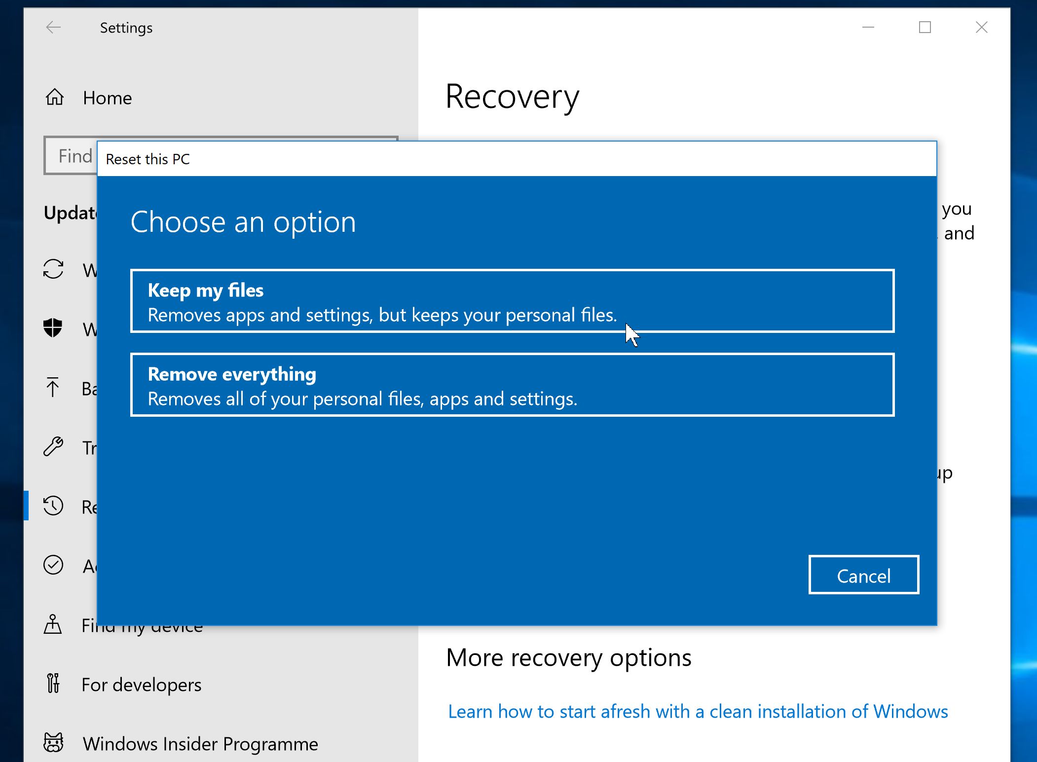 reinstalling windows 10