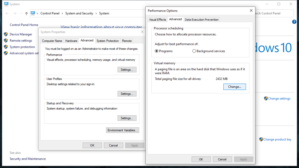 Delete Page FIles Windows 10