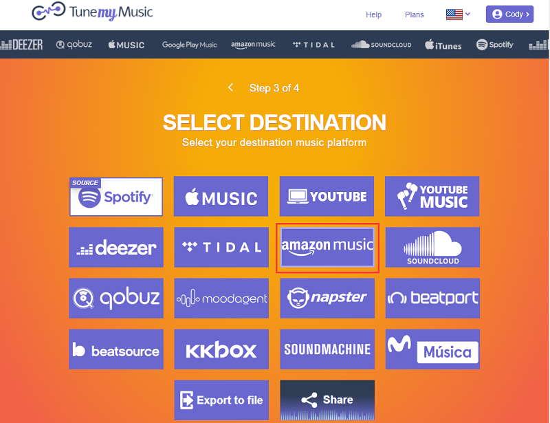 Transfer Spotify Playlist to Amazon usic 3