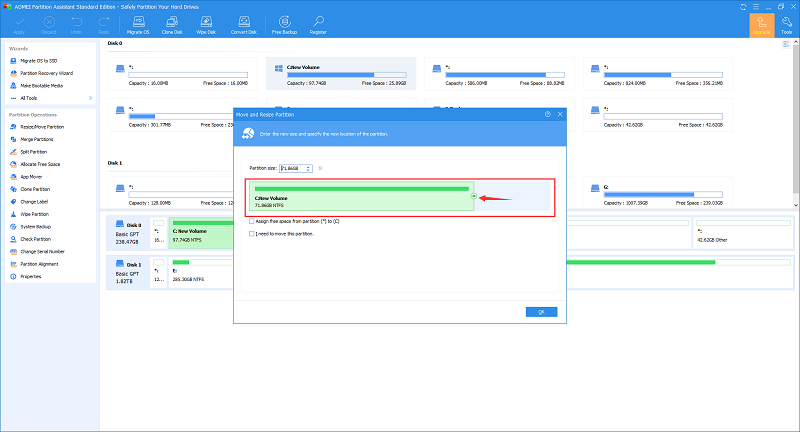 increase shrink space windows 10