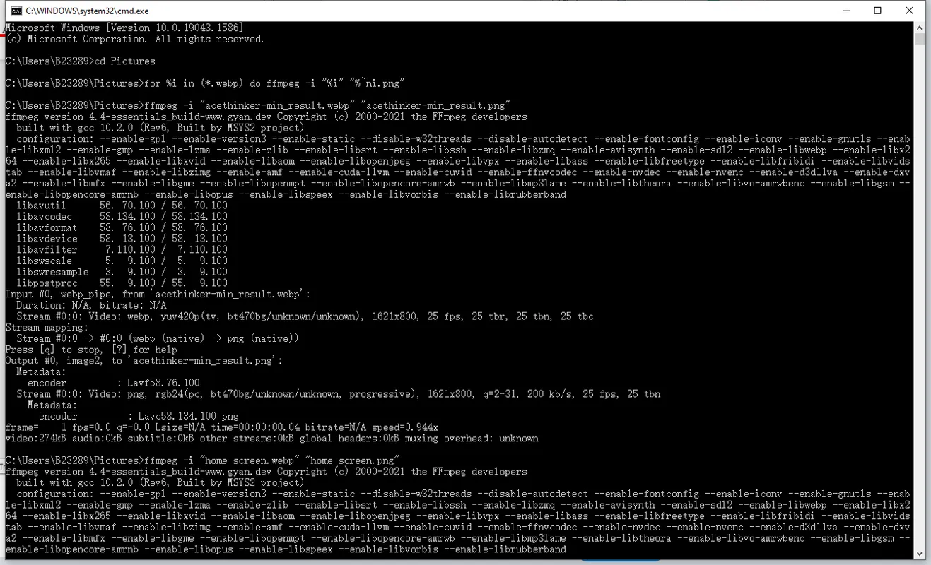 FFmpeg Convert WebP to PNG