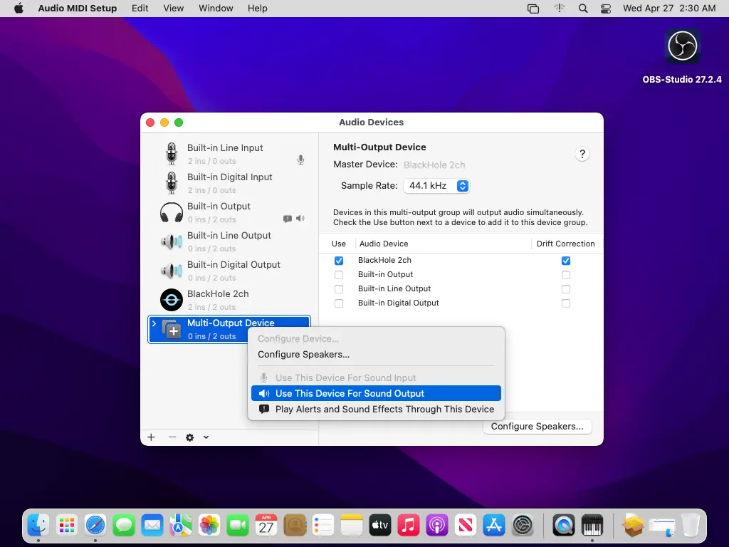 Record mac Screen Audio OBS