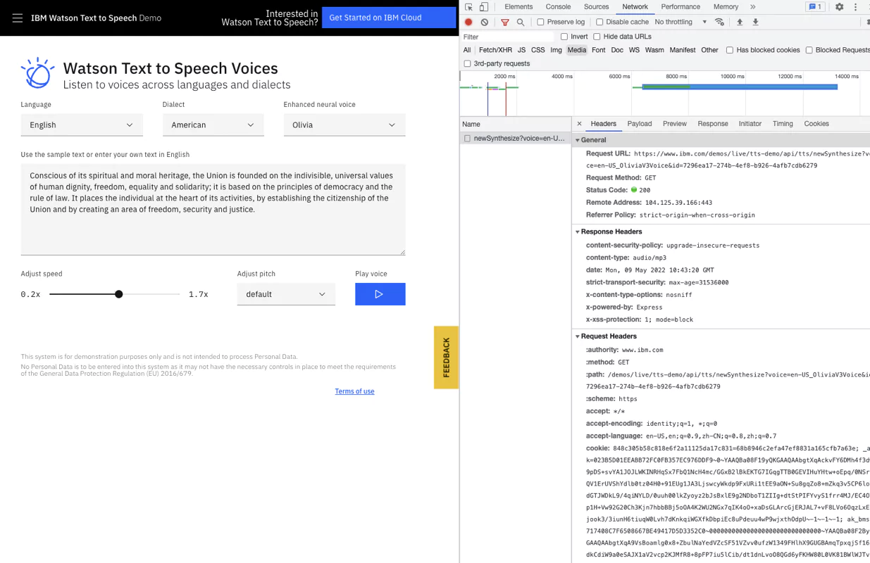 Watson Text to Speech Demo