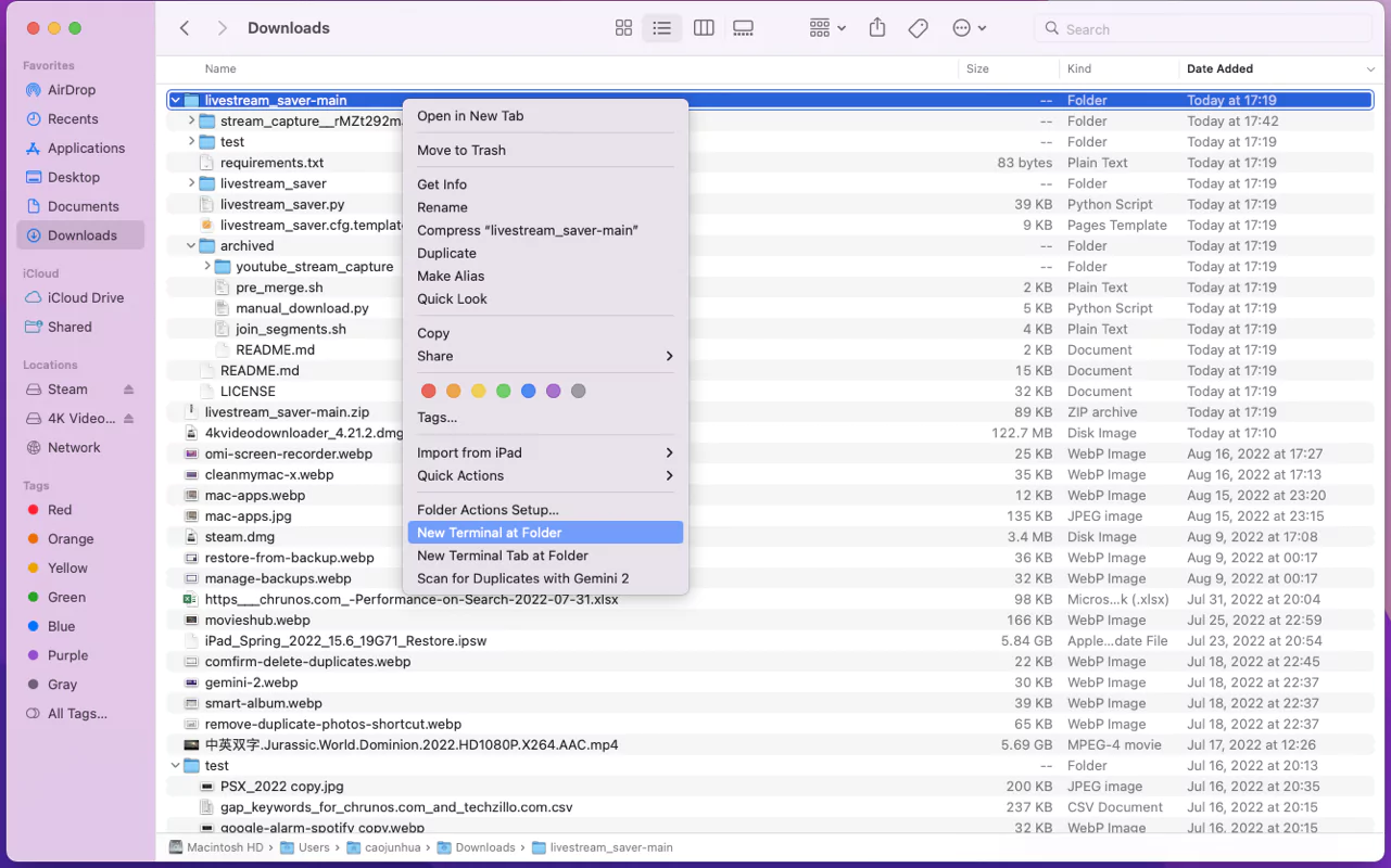 New Terminal at Folder