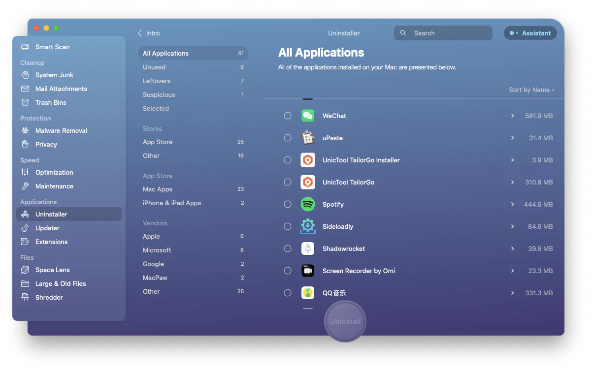 CleanMyMac X App Uninstaller