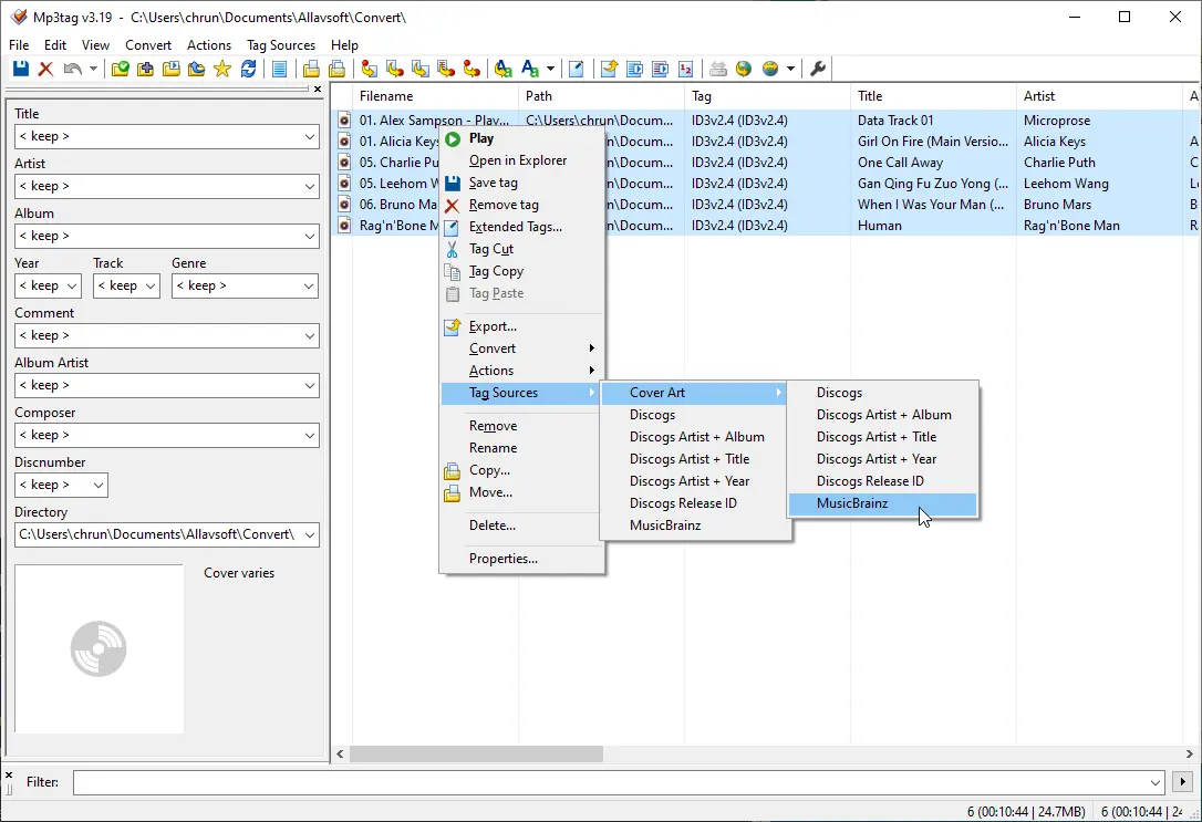 Batch Add Album Cover with Mp3tag