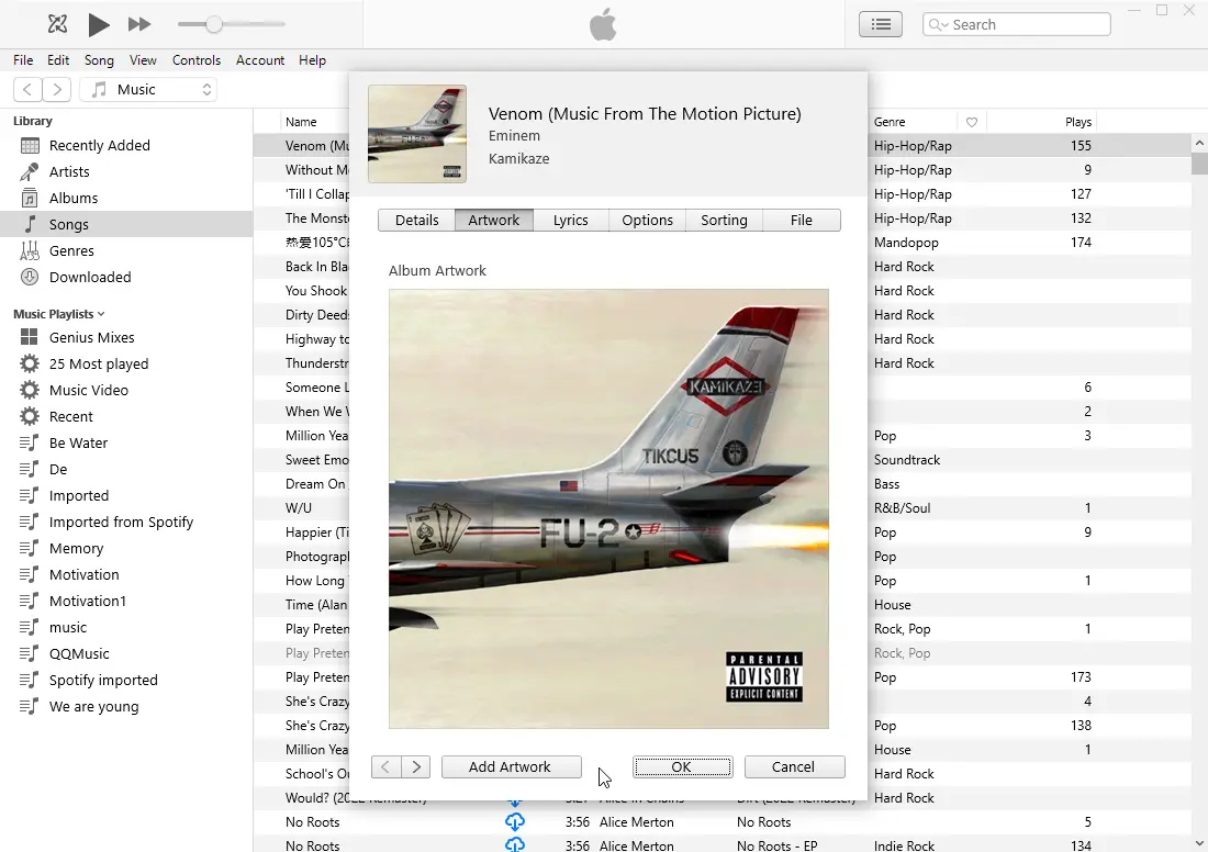 Adding Artwork using iTunes