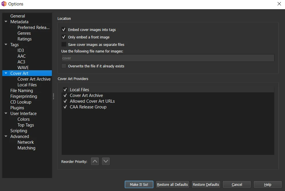 Download and Add Cover Art with MusicBrainz Picard