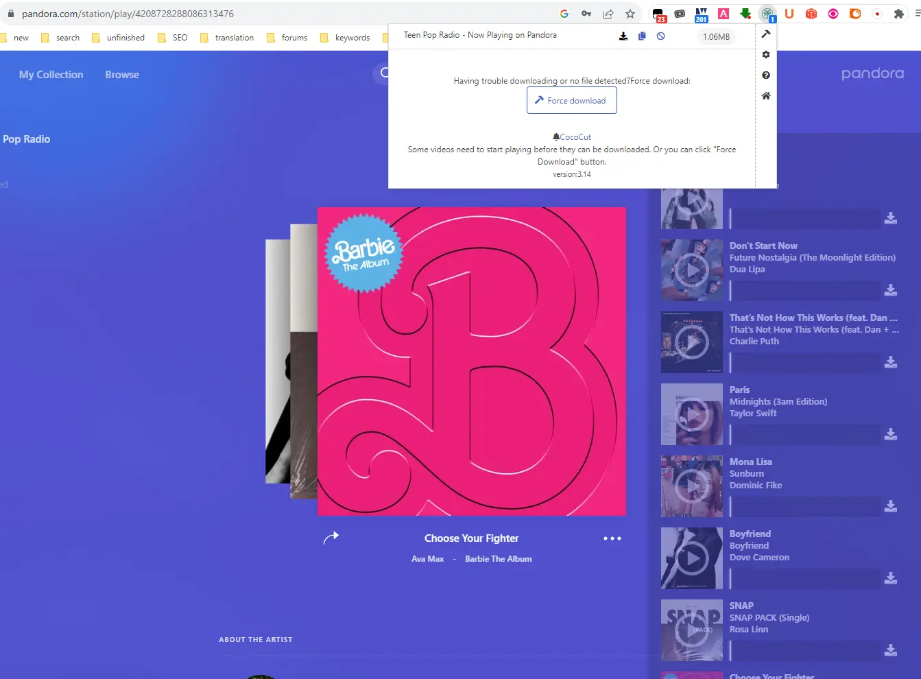 Pandora Downloader Extension