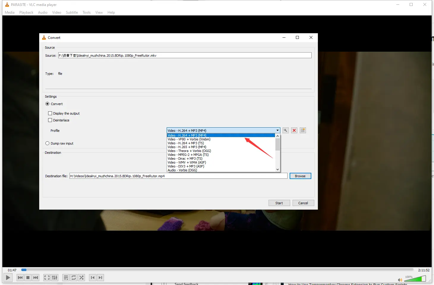 Convert MKV to MP4 with VLC