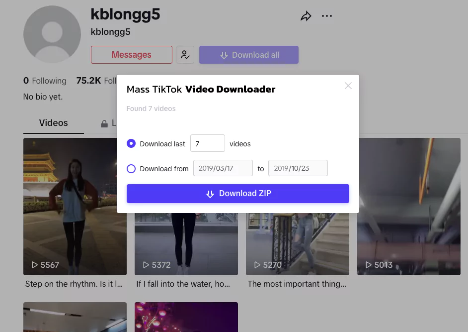 Download All Tiktok Videos with Chrome Extension