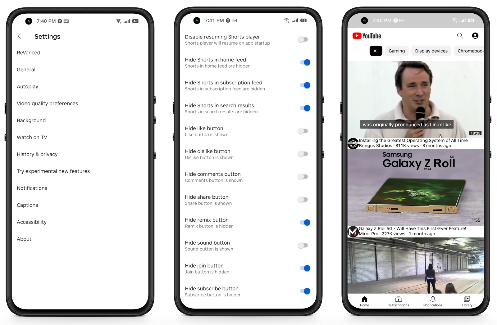 Hide YouTube Shorts Android